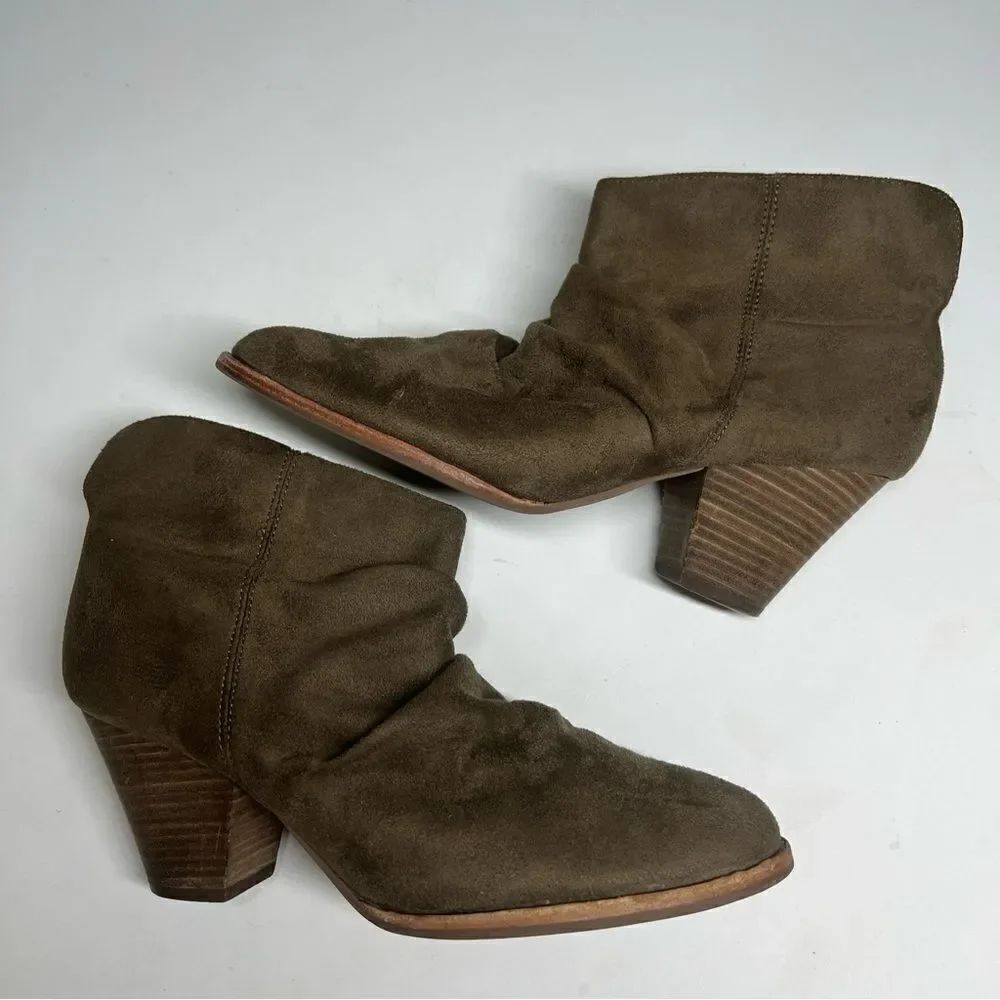Diba Ankle Slouch Boots Booties Women’s Size 8.5 Sophia Green Brown Suede